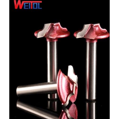 Weitol 4pcs 6mm thin Classical linear cutter CNC Engraving Router Bit Trimmer Chamfer Carving Tool Round Over Bit
