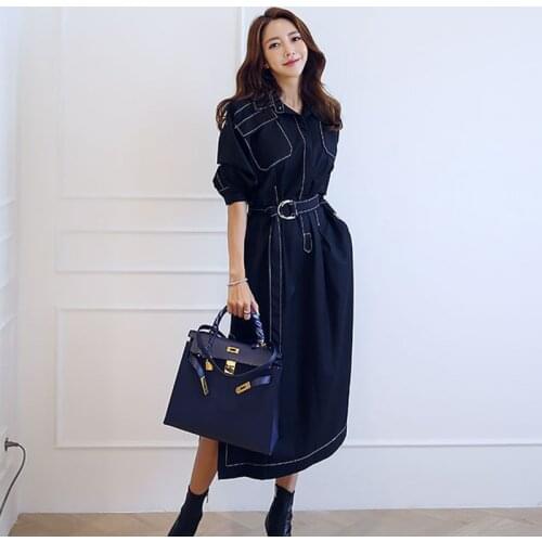 Fashion women new arrival loose long a-line dress temperament comfortable flash simple vintage elegant work style solid dress
