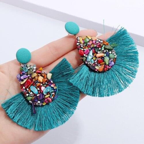 1 Pair New Fashion Bohemia Tassel Earrings Colorful Charm Crystal Glitter Sequins Dangle Fringe Drop Women Jewelry Accessories