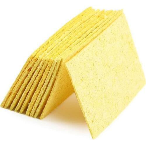 10pcs High Temperature Enduring Condense Electric Welding Soldering Iron Cleaning Sponge YellowHot New Arrival