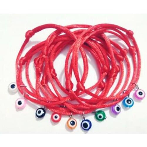 10 pcs Handmade Evil Eye10 Red String Kabbalah Bracelet Evil Eye Bead Good Luck Charm Protection Womens Bracelet ADJUSTABLE