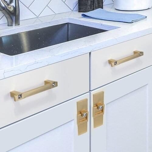 128 192mm Simple Fashion zinc alloy crystal kitchen cabinet wardrobe door handle pearl black brushed brass drawer cupboard knob