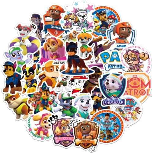 5/10/50pcs Cartoon PAW Patrol Dog Stickers Chase Marshall Rocky Zuma Skye Rubble Ryder Decals Waterproof Stiker Cute Kids Toys
