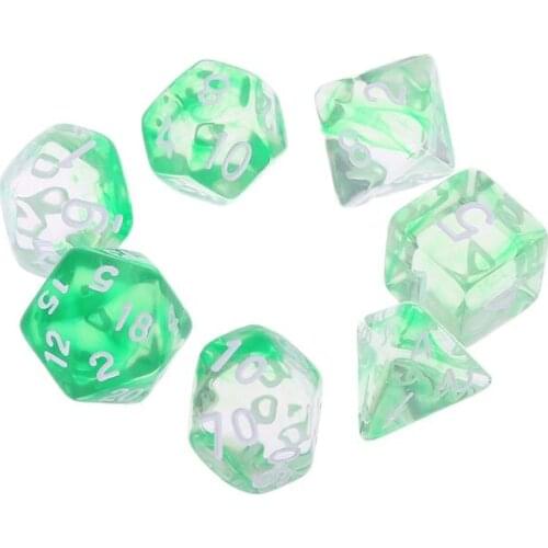 7pcs Transparent Sided Dice D4 D6 D8 D10 D12 D20 Dungeons & Dragon D&D RPG Poly Table Board Game Set