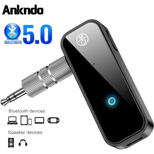 ANKNDO 2 in 1 Wireless Bluetooth Adapter 5.0 Usb Bluetooth Audio Receiver AUX Transmitter Adapter For Car PC TV Phone Converter