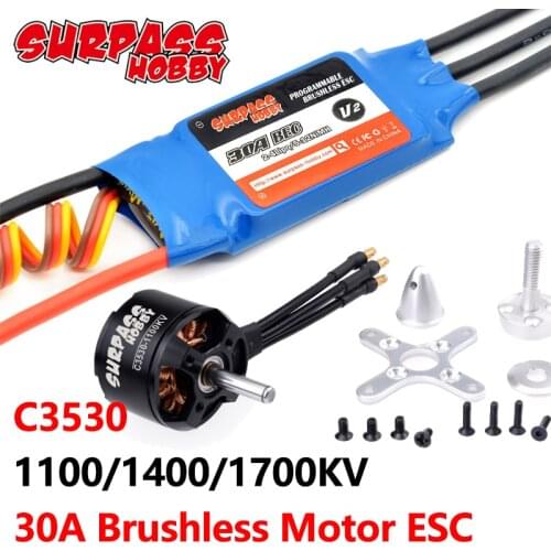 Surpass Hobby C3530 Brushless Motor 2808(3530) 1100KV 1400KV 1700KV 30A Motor Speed Controller for Rc Airplane Fixed-Wing