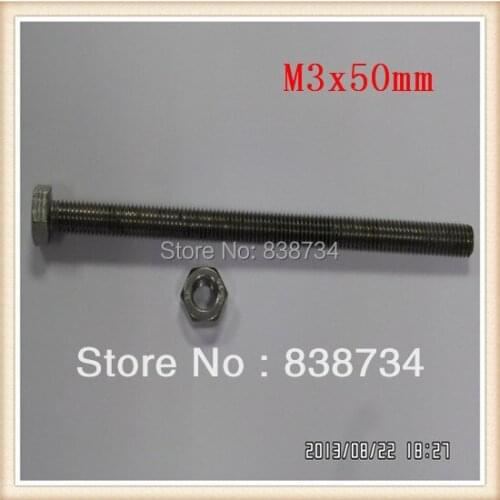 M3*50 hex head machine bolts hex bolt (100pcs/lot)