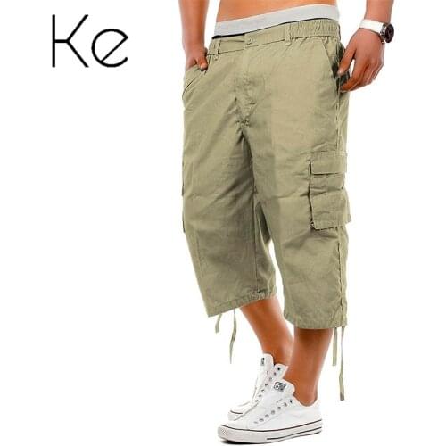 KE European and American style mens casual pants summer mens 7-point multi-pocket military pants mens pants