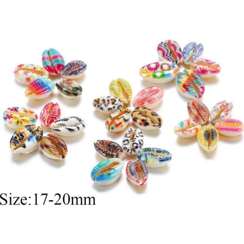 10Pcs/Pack Colorful Printing Flower Natural Conch Sea Shell Charms Loose Beads Diy Jewelry Making Findings Accessories Supplies