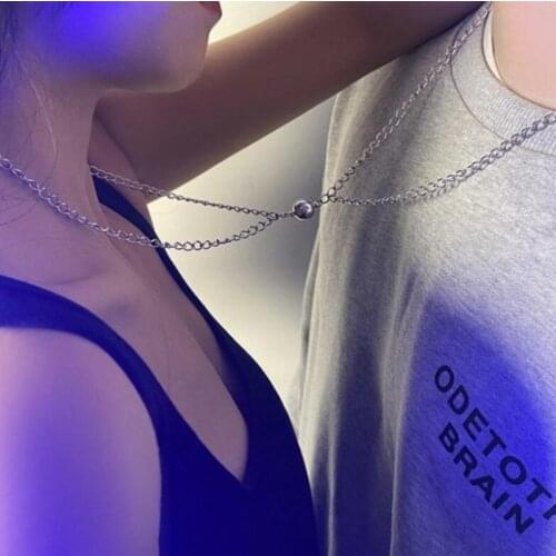 2Pcs/set Couple Infinite Love Coupling Magnetic Clasp Pendant Chain Necklaces for Women Men Fashion Jewelry Valentines Day Gift