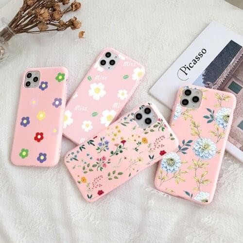 Daisy Flower Leaves Phone Case For iPhone 11 12 Pro Max Mini 8 7 6 6s Plus Xr XsMax 10 X XS SE 2020 Color Silicone Soft Cover