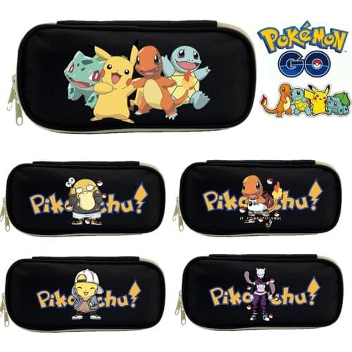 Anime Pokemon Pikachu Pencill Case School Cartoon Black Pen Bag School Supplies Stationery Schoolbag Birthday Party Gift for Boy