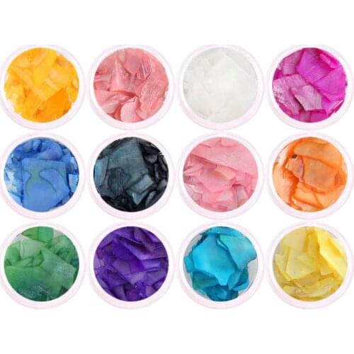12 Different Color Irregular Nails Abalone Shell Slice Sea Shell Stone Fragment Polish DIY Manicure Paillette Decorations