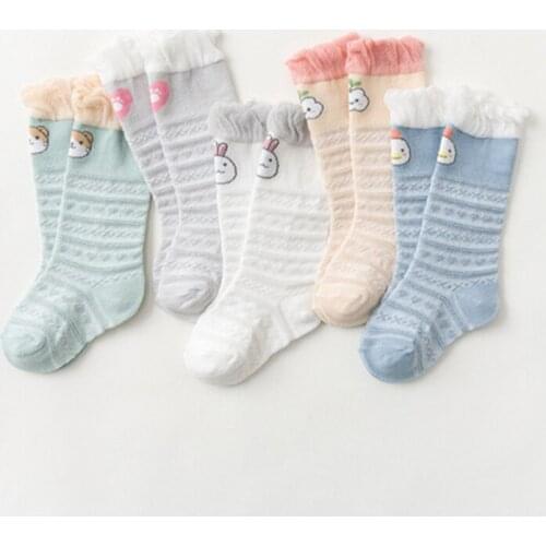 Summer Cartoon Baby Socks Mesh Breathable Boys Girls Long Socks Infant Toddler Kids Knee Socks