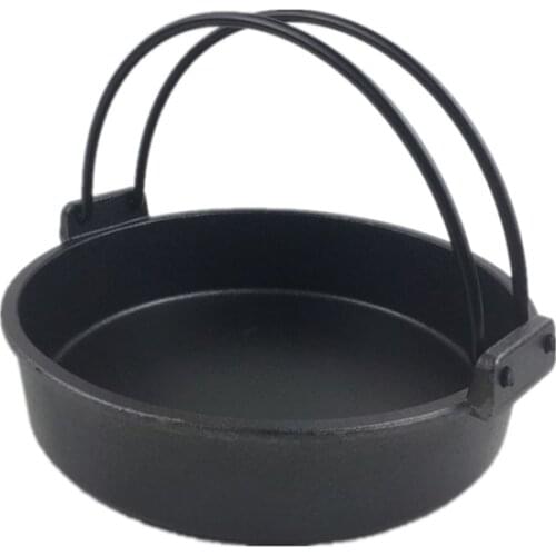 Multipurpose Cast Iron Paella Pan Saucepan Nonstick BBQ Steak Roasting Pan Egg Pancake Cooking Pot Uncoated Kitchen Cookware
