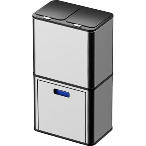 Dual Sensor Trash bin Two Layer Classification Seperate Bins Kitchen Waste Cabinet Stainless Steel Sorting Bucket