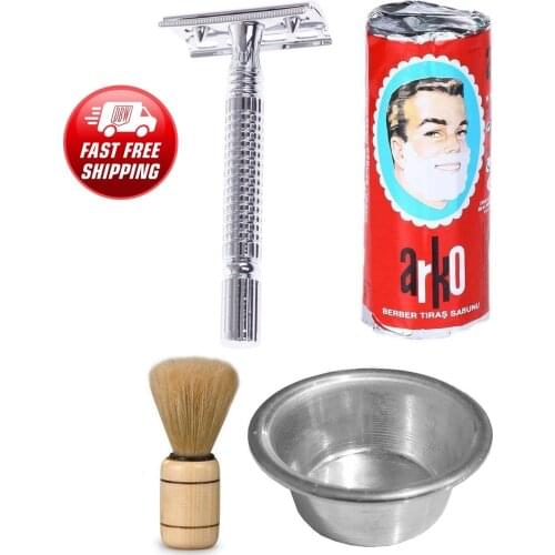 Arko Shaving Soap + Razor + Shaving Brush + Foaming Bowl + 10 PCs razor Complete Set