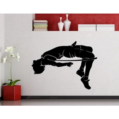 High Jump Wall Decal Jumping Sport Athlet Club Fitness Poster Gym Vinyl Sticker Home Kids Room Art Decor Mural NY-172