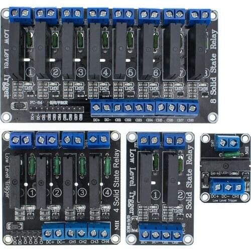 Low Level 5V 1/2/4/8 Channel Solid State Relay Module SSR G3MB-202P 240V 2A Output with Resistive Fuse For Arduino 1 2 4 8 Way