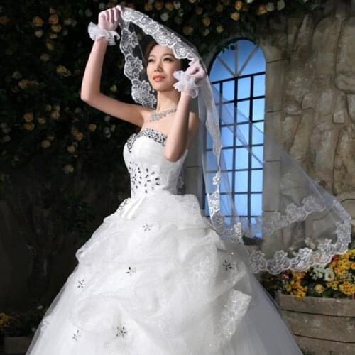 One Layer Lace Appliques Edge Short Wedding Veils with Comb New White Ivory Bridal Veils