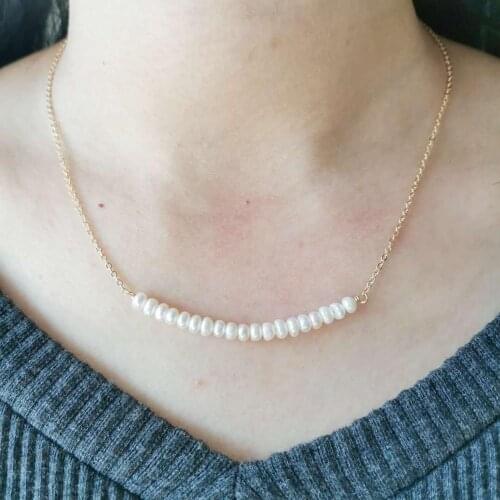 Natural Freshwater Pearl Choker Pearls Necklace 14K Gold Filled Chain Pendant Necklace Women Hand Made Jewelry Collier Femme