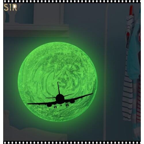 Airplane Stars Moon Luminous DIY Kids Room Cartoon Wallpaper HD Wallpaper for Luminous Wall Sticker Luminous Anime Art Posters