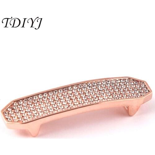 TDIYJ 5Pcs Hot Selling 1.2CM*4.7CM Rose Gold Pave Slider with Crystals for PU Leather Locket Bracelets as Gifts for Women