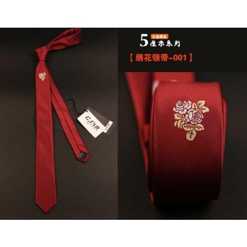 Embroidered Narrow Necktie Mens Positioning Embroidered Korean Wedding Groom British Narrow Necktie 5CM