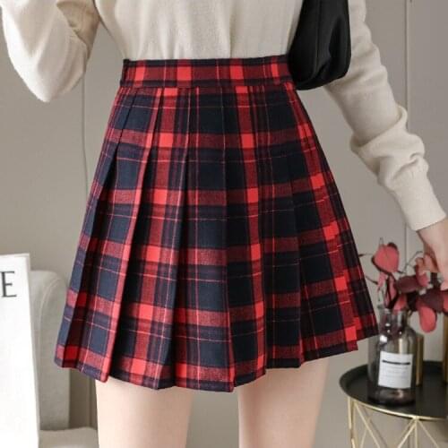 Ruibbit Autumn Winter Harajuku Women Fashion Skirts Cute Black Red Pleated Skirt Punk Style High Waist Female Mini Short Skirt