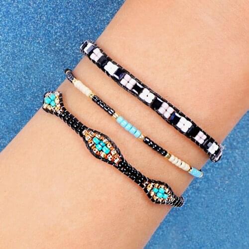 BLUESTAR Cheaper Women 3pcs One Set Evil Eye Charm Bracelet Handmade Bohemian Lady MIYUKI Bead Bracelets