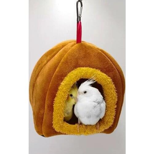 Winter Warm Bird Nest House Parrot Perch Bed Pet Hanging Tent Toy for Parakeet Small Medium Birds Cage