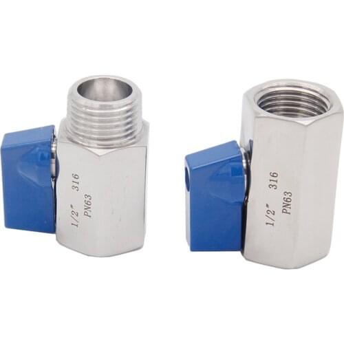 1/2"BSP Mini Stainless Steel 316 Ball Valves 1000 PSI (WOG) PN63 FxF OR MxF
