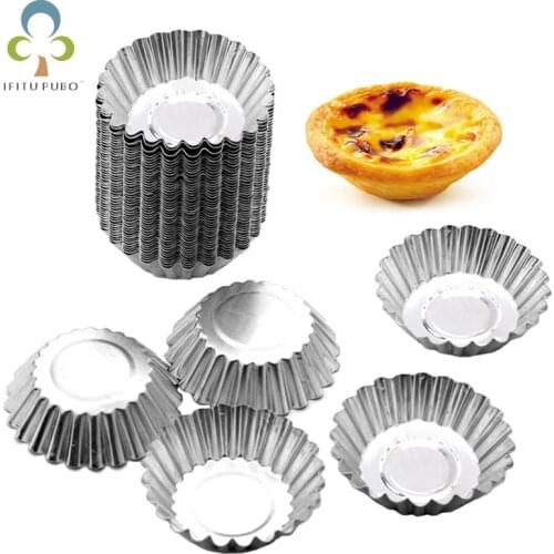 10/20/50pcs Egg Tart Molds Silver Aluminum Cup cake Cookie Pudding Mould Makers Cupcake Liners Baking Pastry Tools ZXH