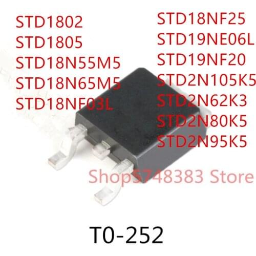 10PCS STD1802 STD1805 STD18N55M5 STD18N65M5 STD18NF03L STD18NF25 STD19NE06L STD19NF20 STD2N105K5 STD2N62K3 STD2N80K5 STD2N95K5