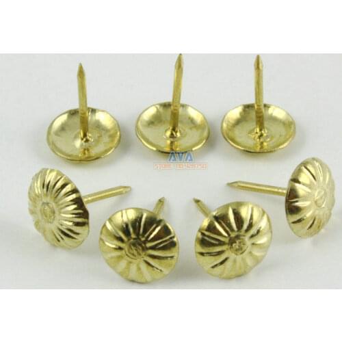 200 Pieces 16x20mm Gold Flower Upholstery Tacks Nails