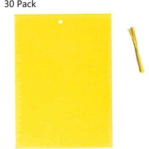 30 Pack Dual-Sided Yellow Sticky Traps for Flying Plant Insect (10x4 Inch, Included 30pcs Twist Ties)