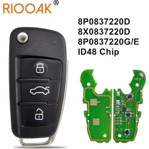 434 Mhz 48 Chip Auto Smart Flip Key With HU66 Blade Car Remote Key For Audi A3 TT S3 A4 S4 Part Number 8P0837220D