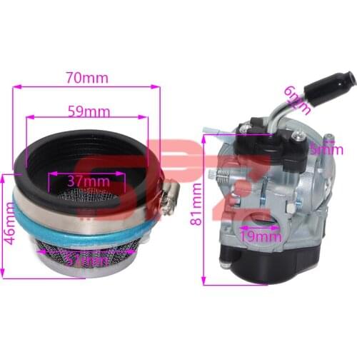 Mini motorcycle bike accessories retrofit 19mm two-stroke 49cc 50cc 60cc 66cc 80cc engine carburetor with air filter