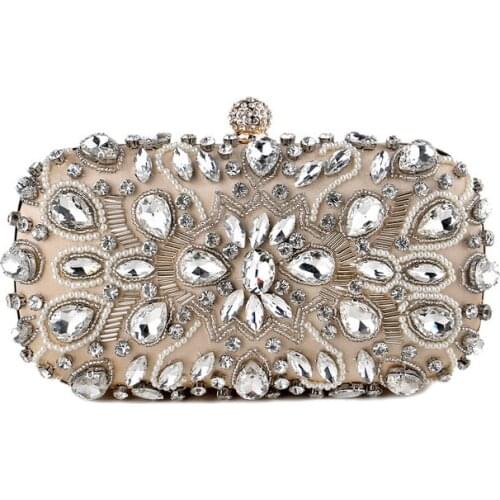 Diamond Beaded Embroidered Clutch Evening Bags Women Chic Rhinestone Flap Box Black Dinner Handbag Ladies Evening Party ClutchS