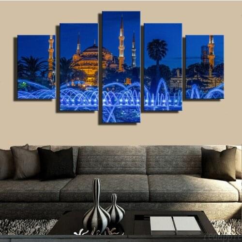 Diamond painting Islamic Blue Turkey Istanbul Sultan Ahmed Mosque Religious Night Scene cross stitch embroidery mosaic decor art