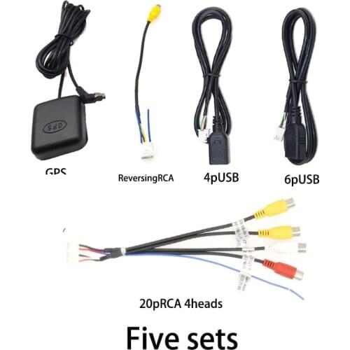 Android radio Car Accessories RCA Output Wire Aux-in subwoofer microphone Adapter 20Pin universal cable for PX6