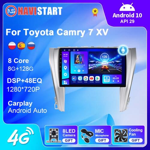 For Toyota Camry 7 XV 50 55 2014-2017 Android 10 Car Multimedia 2 Din GPS Navigation 4G WIFI Carplay Android Auto Camera Radio