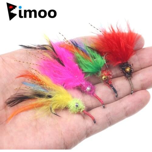 Bimoo 4pcs/set #1 Fly Fishing Booby Streamer Flies Floating UV Fly Lure Bait for Trout Bass Fishing Mix Color