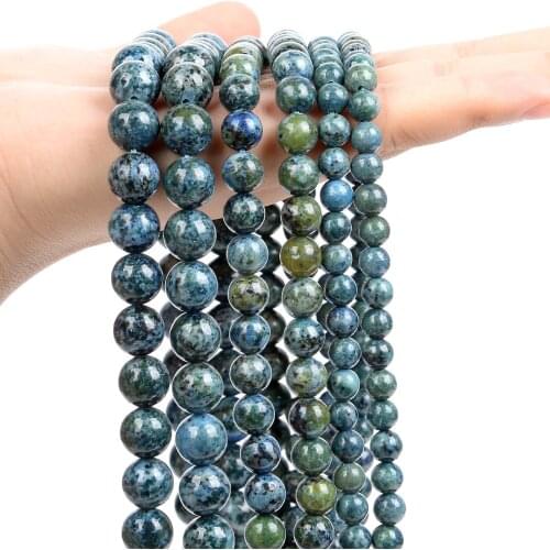 Natural Stone Beads Blue Spar Jaspers Smooth Loose Round Spacer Beads for Jewelry Making Bracelet Necklace Earrings DIY 6/8/10MM