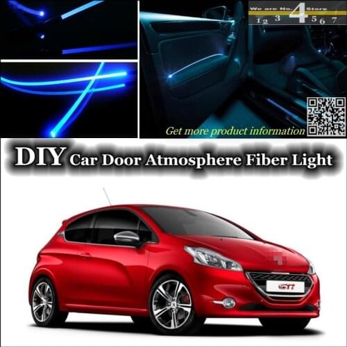 For Peugeot 208 307 306 308 301 interior Ambient Light Tuning Atmosphere Fiber Optic Band Lights Inside Door Panel illumination
