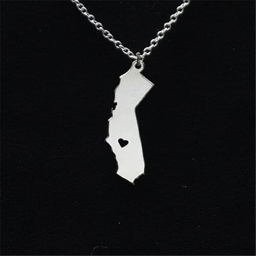European and American style, California map necklace stainless steel pendant necklace