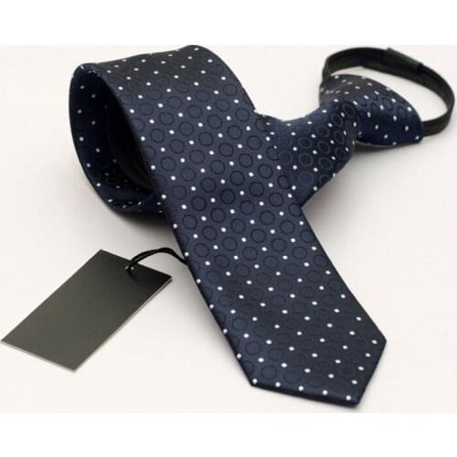 High Quality New 6cm Zipper Ties for Men Fashion Slim Neck Ties Business Navy Blue Wedding Party Appointment Skinny Neckties