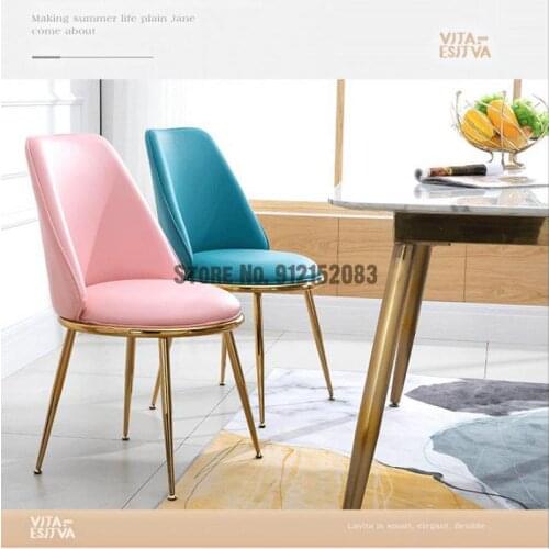 Ins Nordic Net Red Nail Art Makeup Chair Modern Simple Leather Stool Chair Home Light Luxury Dining Chair Restaurant Chair