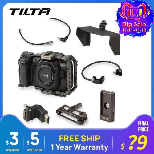 Tilta BMPCC 4k 6K Cage Camera DSLR with Sunho SSD Drive Holder DC Power Cable F970 Battery Plate HDMI Cable - Compatible