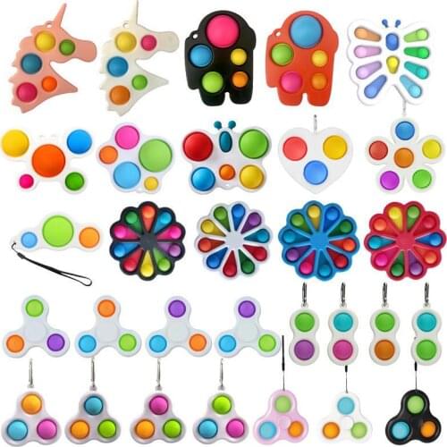Colorful Fidget Toys Spinner Stress Relief 12 Sides Spinner Fashion Stress Relief Fidget Toys For Anxiety Keybuckle Finger Top